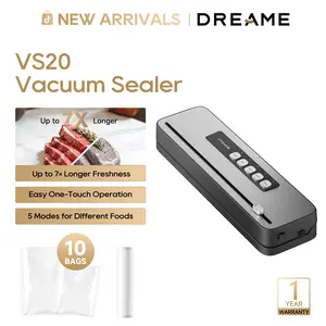 DREAME VS20 Vacuum Sealer Machine for Food, -65kPa Suction with Guided Bag Placement, Reinforced Double Seal, 5 Modes with Cutter for Meat, Moist Foods & Sous Vide Meal Prep