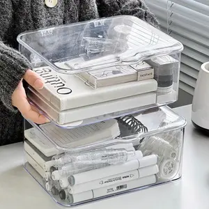 Transparent Desktop File Organizer Rack, Office Book Acrylic Drawer Storage Box, Office Supplies Organizer, Elegant Document Holder for Home & Office Use, Stationery Storage Organizer, Multi Compartment Organizer
