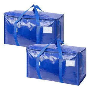 Heavy Extra Large Moving Bags with Clear Tag Pocket, Strong Zippers and Reinforced Handles, Reusable Storage Totes for Clothes, Blankets, Pillows, Laundry and Dorm Essentials, Foldable Water-Resistant Packing Bags for Moving, Camping and Closet Organizer
