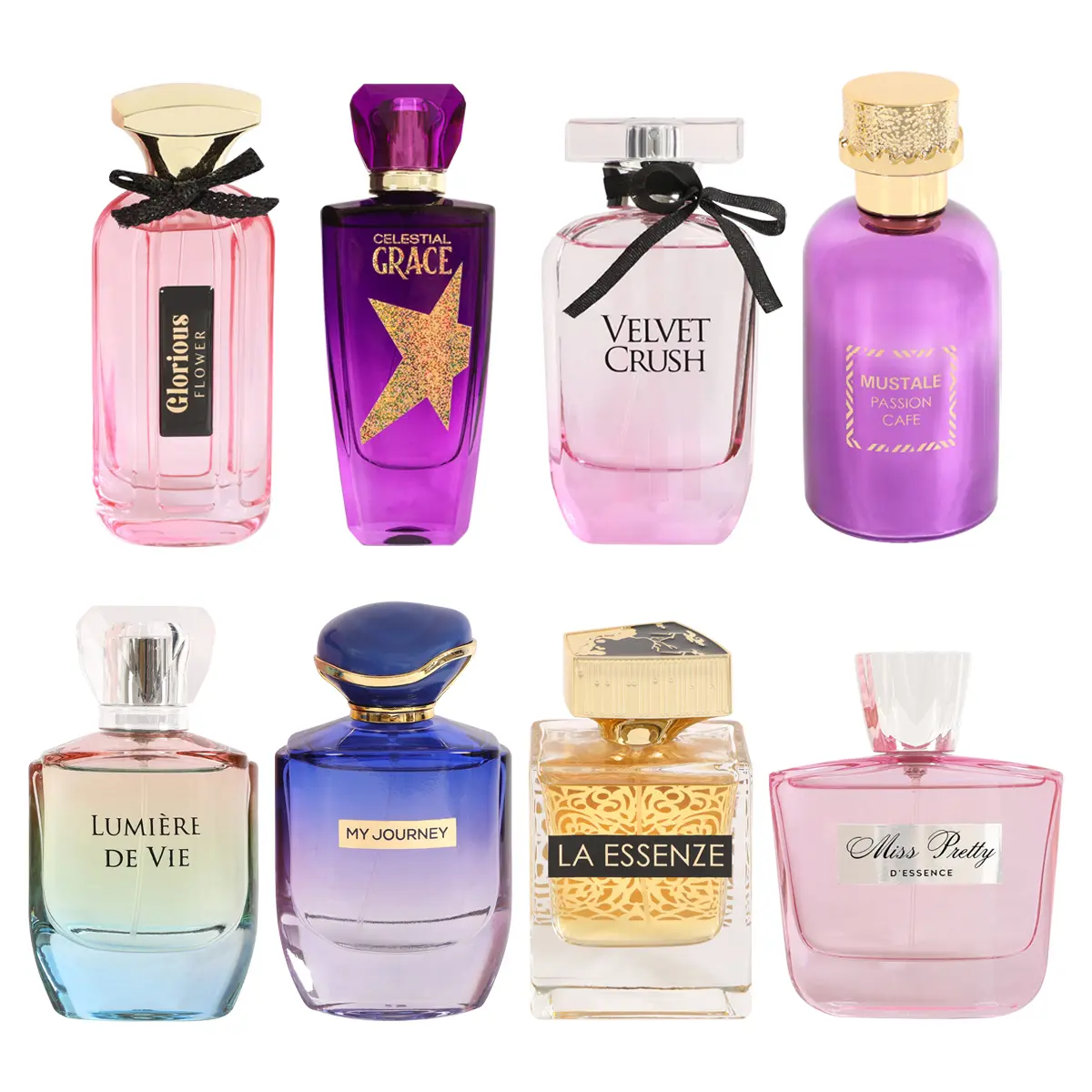 House of Morais Women's Creator Package 3 - Glorious Flower(HM013), Celestial Grace(HM014), Velvet Crush(HM017), Mustale Passion Cafe(HM030), Lumiere De Vie(HM015), My Journey(HM016), La Essenze(HM031), Miss Pretty D' Essence(HM038) Eau De Parfum 100Ml