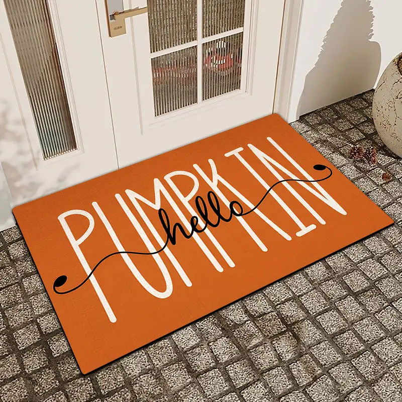 1 Pc Autumn Pumpkin Diatom Mud Anti Slip And Water Absorbing Entrance Door Mat Indoor And Outdoor Door Mat Kitchen Dining Room Bathroom Bedroom Decoration Holiday Home Decor Diatomite Rug