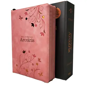 Biblia Reina Valera 1960 letra grande de Estudio Arco Iris 16PT con Cierre Indice Senti Cuero color Rosada-Estuche de proteccion  Coleccion Celestial