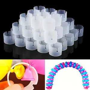 50 transparent plastic balloon buckles per pack, durable PP material, convenient clip on connector, can be used without electricity, equipped with general party decoration supplies