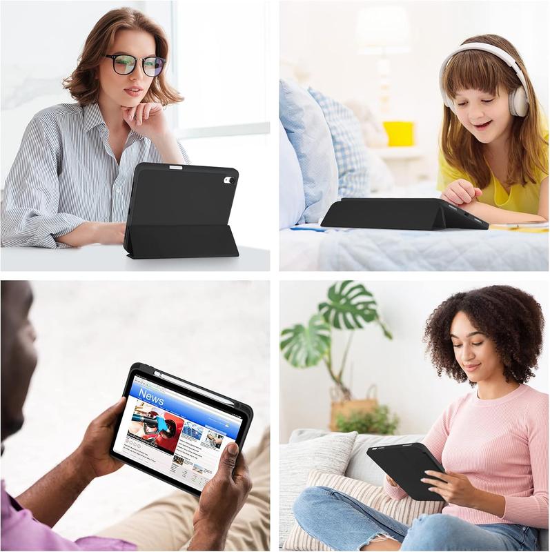 Case for iPad (A16) 11th Generation 11 Inch 2025/ iPad 10th Generation 10.9 Inch 2022 Case with Pencil Holder, Hybrid Cover with Soft TPU Back, Supports Touch ID, Auto Wake/Sleep -Black