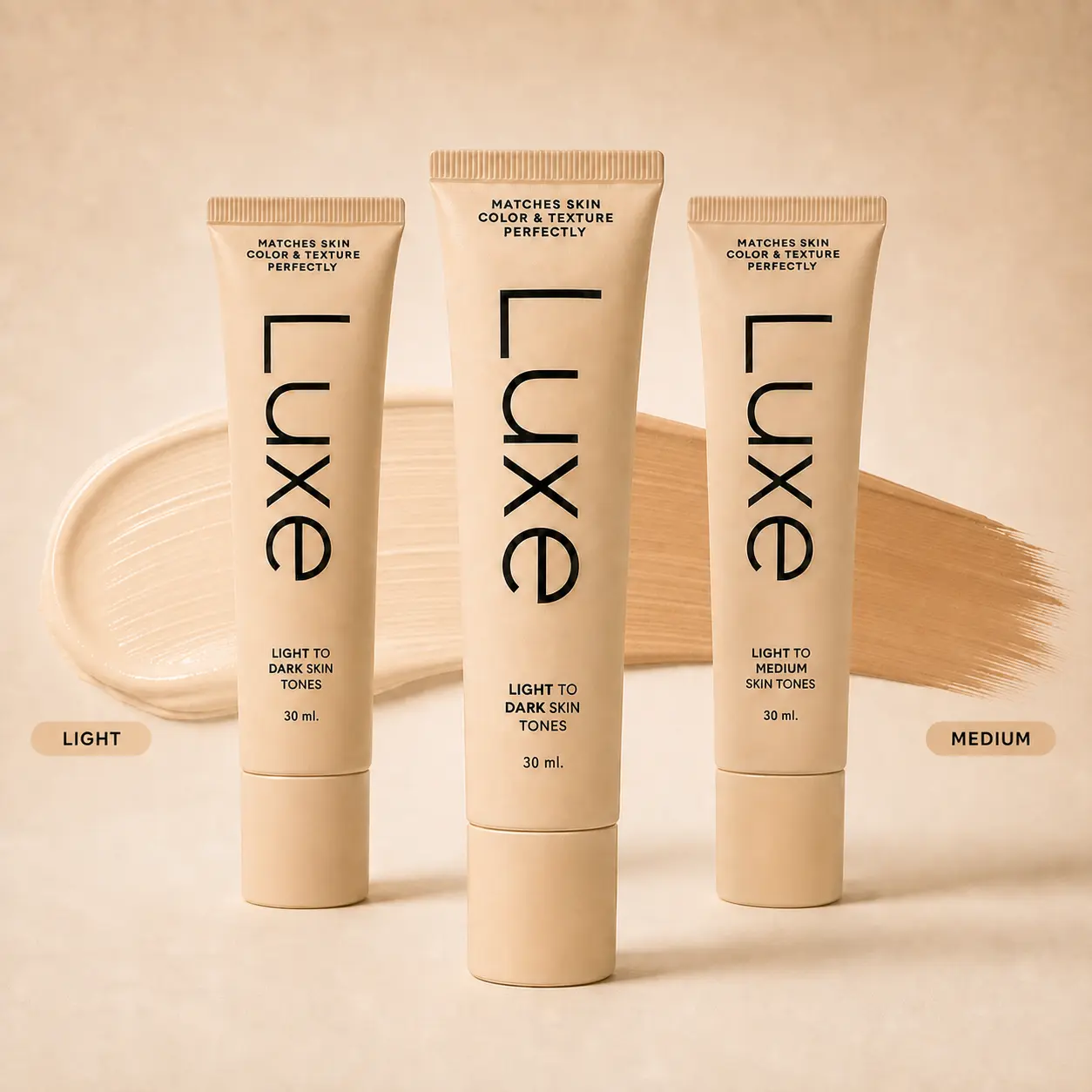 LUXE Color-Changing Foundation | Adaptive Shade Liquid Makeup | Buildable Light-to-Medium or Medium-to-Deep Coverage | 12-Hour Wear | Natural Dewy Finish
