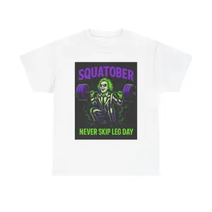 SQUATOBER Workout Tee, Fitness Shirt for Halloween, Never Skip Leg Day, Funny Gym Apparel, Unisex Activewear