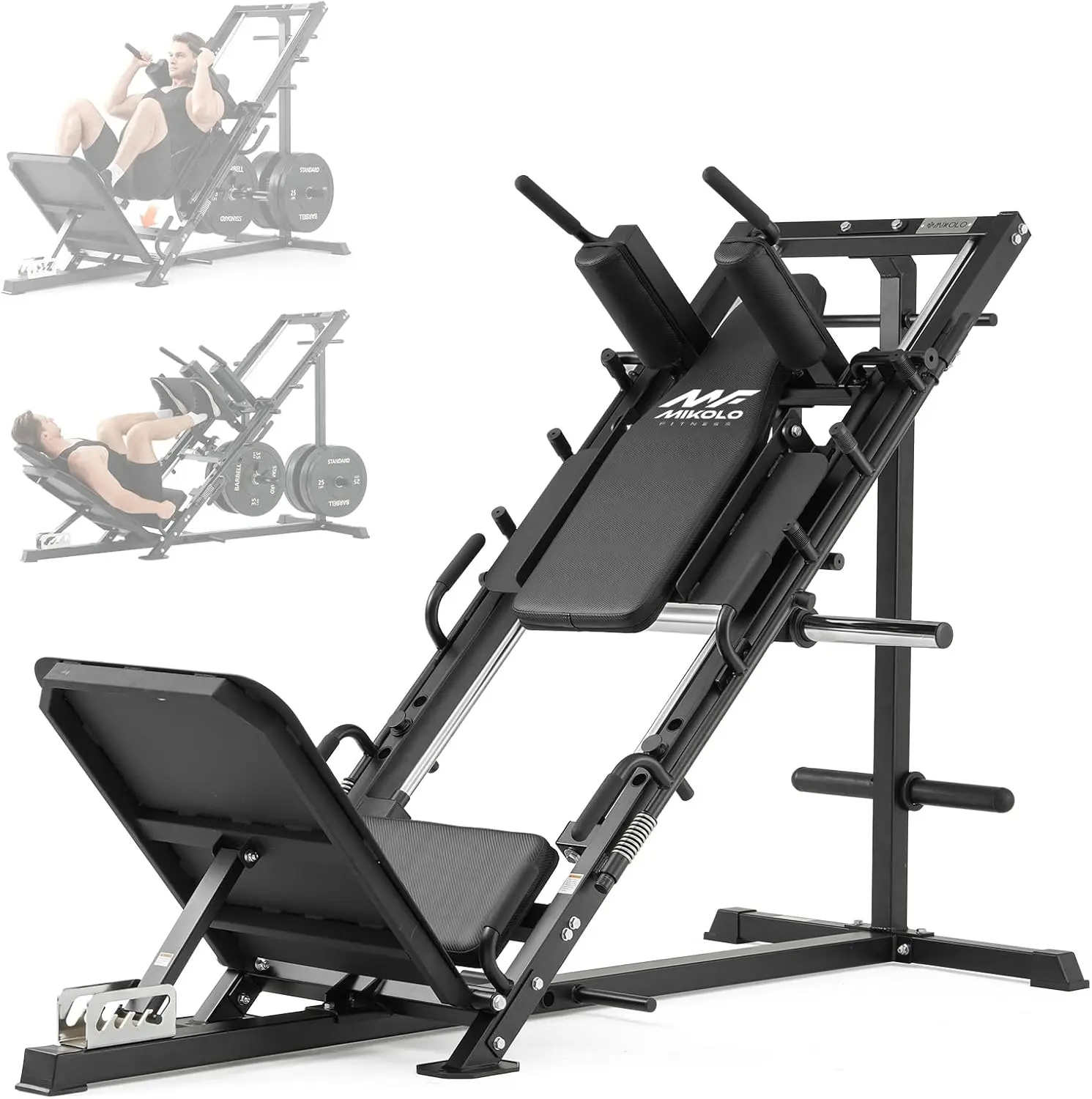 Mikolo Leg Press Hack Squat Machine Combo, Leg Press Machines for Home Gym with Linear Bearing, Hack Squat Machine with Rear and Front Band Pegs, Leg Machine for Full Range Leg Training