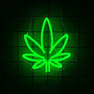 Neon Sign Green Leaf Form Factor with   Signs Beer Bar Man Cave Club Bedroom Neon Light for Office Hotel Pub Man Cave Art Wall Lights Led Neon Lights Atmosphere Lighting Home Decoration Lamp