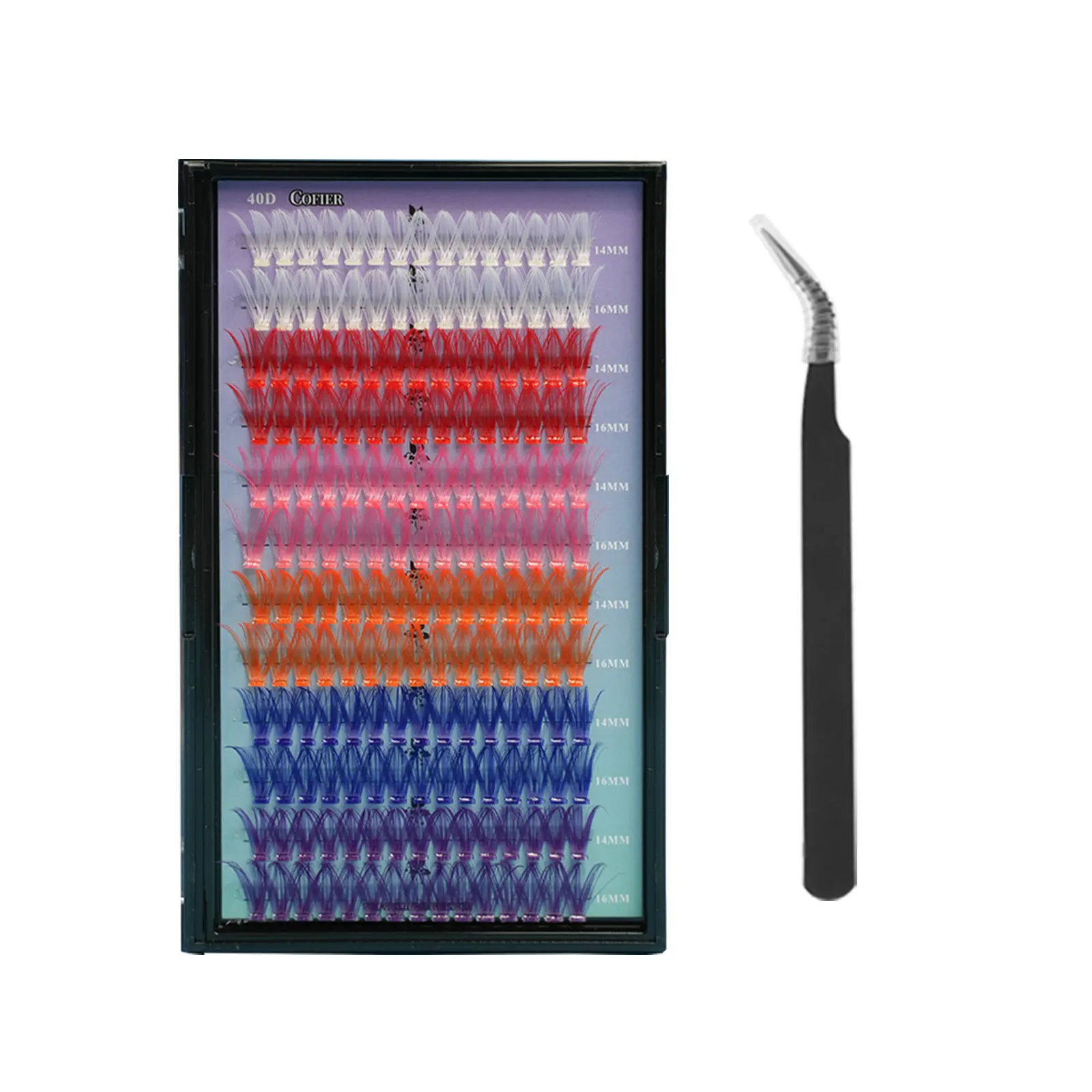 [colorful]Cofier Iridescent Lash Clusters 14–16mm 180 pcs No Glue Needed Reusable Self-Adhesive Color Lashes for Effortless Glam with Medical Grade Jelly Adhesive Eyelashes Gentle #Summervibes