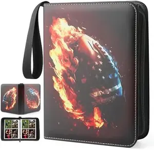 Card Binder 4-Pockets, 400 Pockets Card Holder, Football Trading Cards,Display Case with Football Card Sleeves Card Holder Protectors Set for Cards, Black