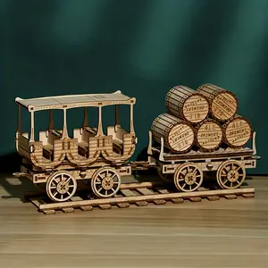 3D Wooden Puzzles Wine Truck Model Kits Brainteaser and Puzzle for Christmas Birthday Gifts