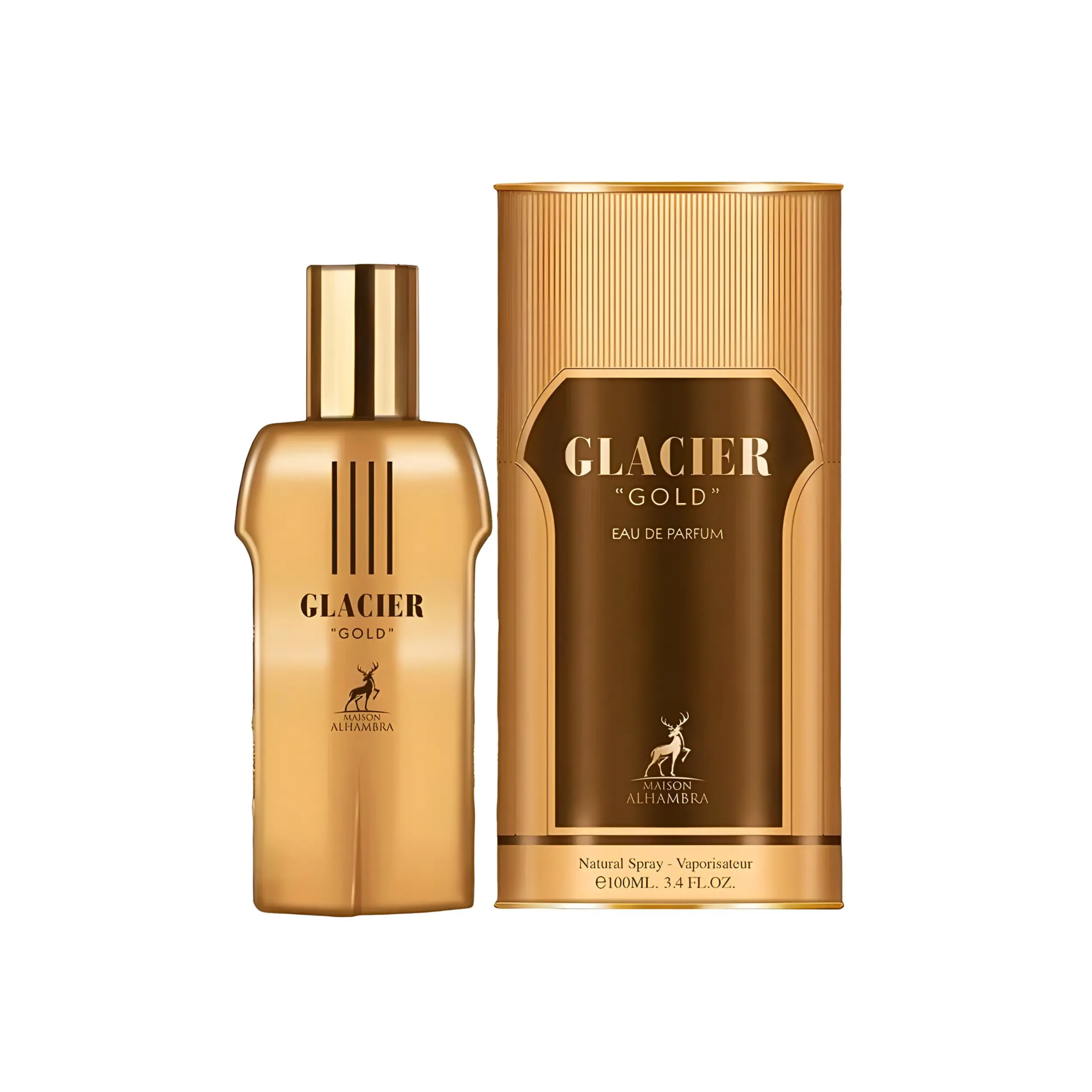 Maison Alhambra Glacier Gold Eau de Parfum for Adults, Long-Lasting Aromatic Amberwood Fragrance with Warm Wood & Citrus Musk Notes, 100ML (3.4 fl oz), Edp Perfume Fragrance