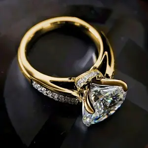 Women's Luxurious Cubic Zirconia Inlay Promise Ring - Wedding, Evening Party & Daily Wear Delicate Costume Jewelry Fashion Accessory