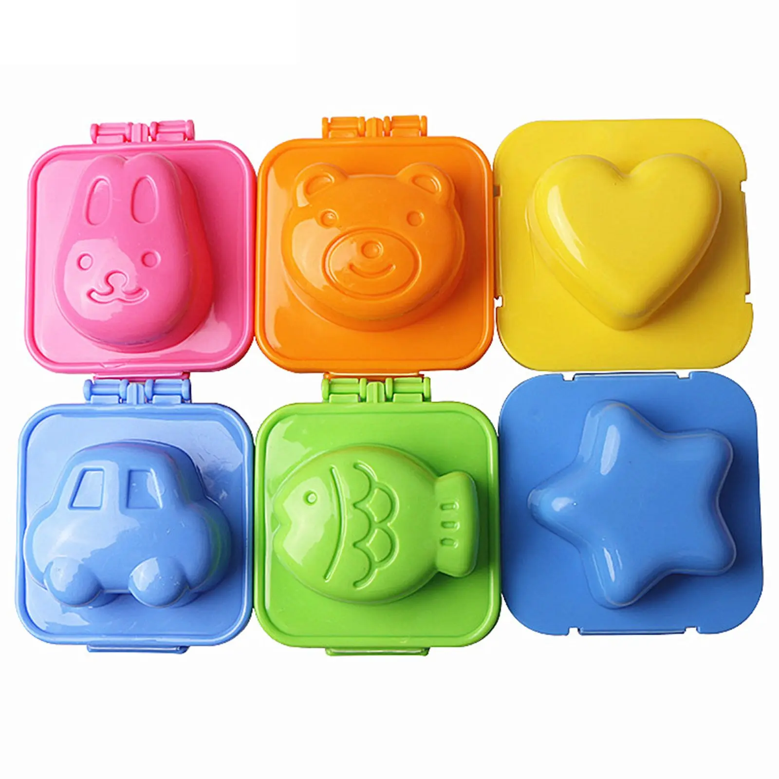6pcs Cute Boil Egg Mold/fish Car Heart Shape Sushi Rice Mold Mould/decorating Fondant Cake Tool (6 Pcs)
