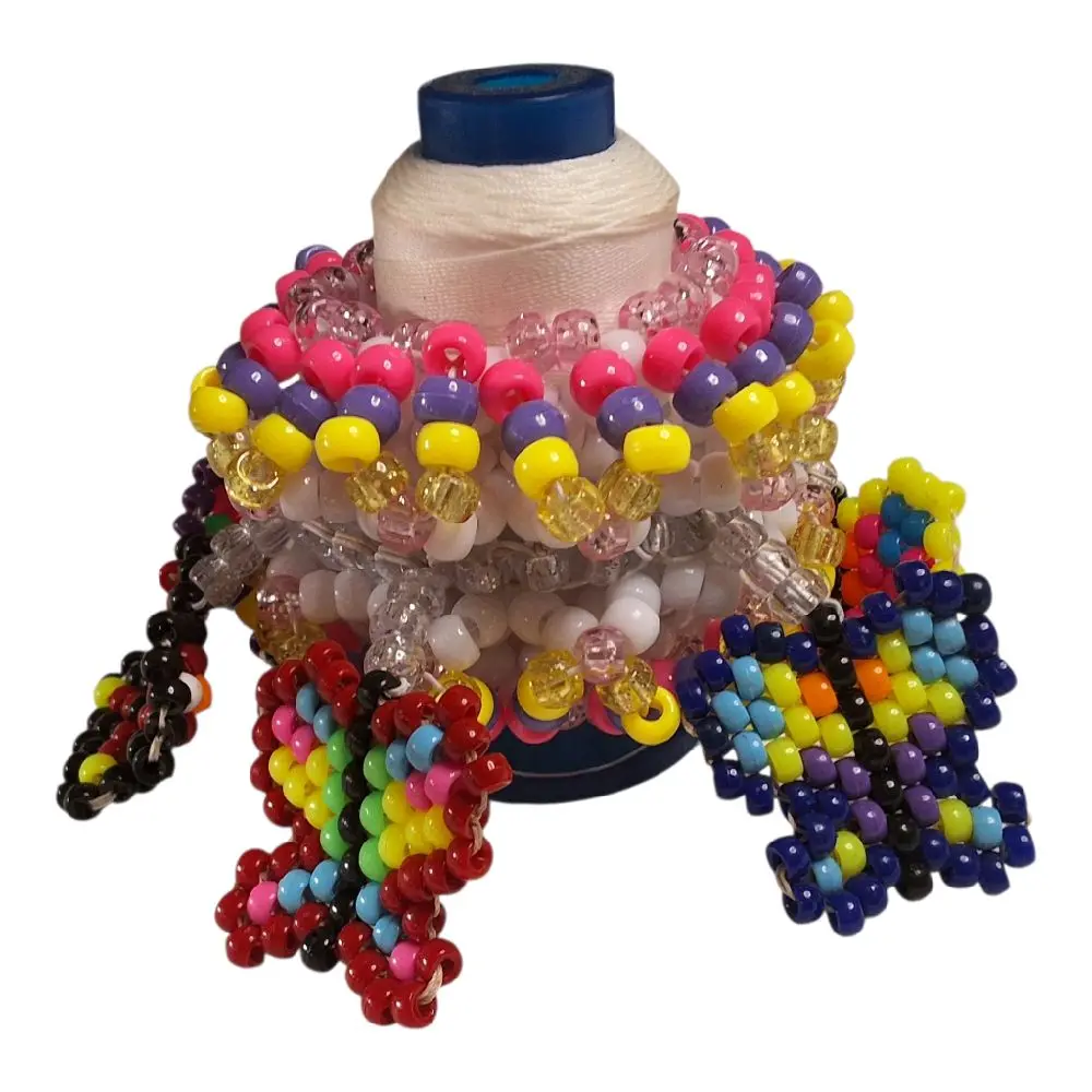 Fashionable Casual Butterflies Kandi Bracelet, Handmade-to-Order with 6 Colorful Spinning Butterflies & Mini Pony Beads for Rotator Cuff Style