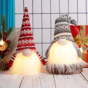 New Christmas Decoration Nordic Glowing Doll with Light Faceless Old Man Doll Gnome Small Table Lamp Ornament