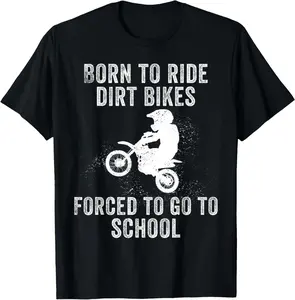 100% Cotton Funny Dirt Bike Art For Boys Girls Motocross Dirt Bike Rider T-Shirt