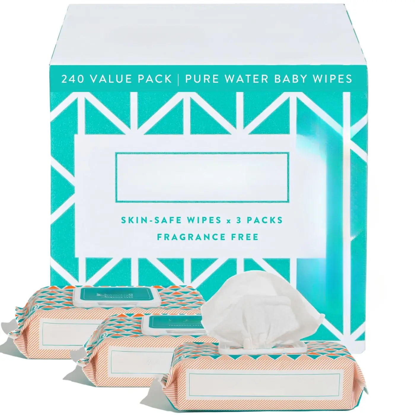 Unscented Baby Wipes - Plant-Based, Fragrance-Free Diaper Wipes| Hypoallergenic, Non-Toxic, Compostable & Biodegradable Wet Wipes for Sensitive Newborn Skin| 3 Packs 80 Wipes (240 Total)