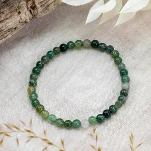 Natural Moss Agate 4mm Round Beads Green Gemstone Healing Balance Reiki Stretch Women Men Crystal Lucky Handmade Bracelet Gifts Jadebracelet