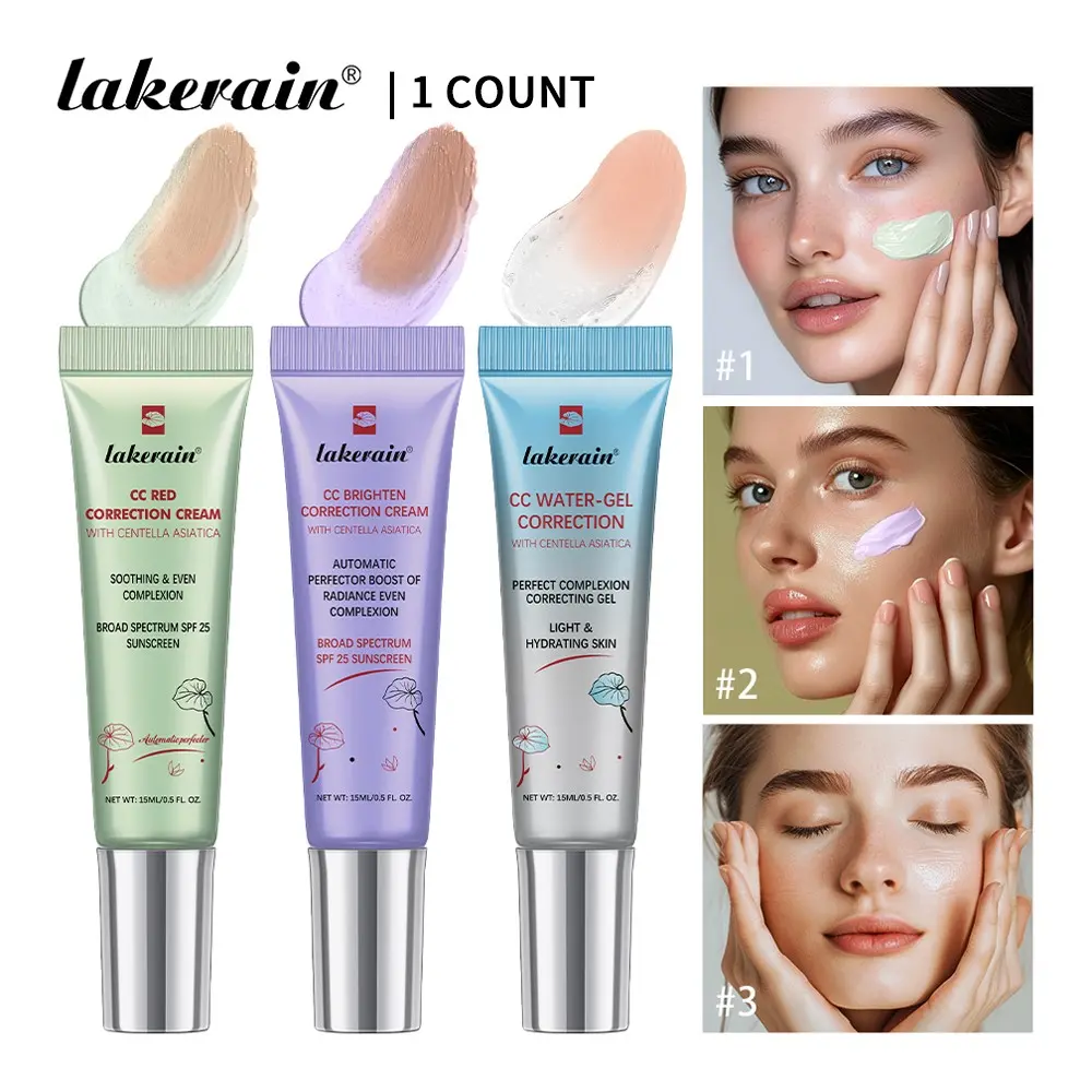 Longlasting Centella Asiatica CC Cream, CC Corrector, Hydrating Makeup Primer, Waterproof Foundation, Medium Coverage, Flawless Skin Finish, Brightens & Evens Skin Tone, Lightweight Non-Sticky, Travel-Sized, Brightening Formula Makeup