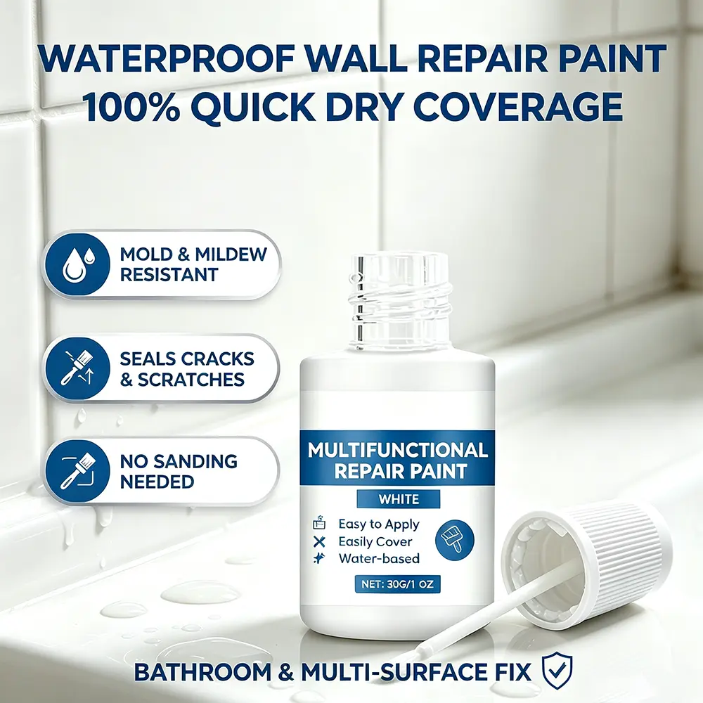 Wall Repair Paint – Covers Cracks, Stains & Holes in 1 Coat, Dries in 1 Hour, No Sanding, No Primer, Waterproof & Anti-Mold – Like Magic for Ugly Walls