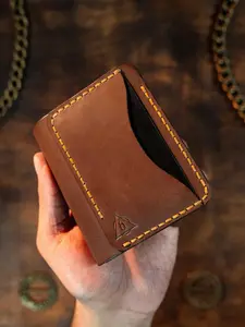 Hand Stitched Leather Wallet Hand Waxed Burnished Edges Bifold Style Elastic Closure Valentines Gift Birthday Gift Anniversary Gift for Men