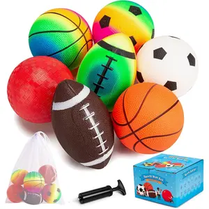 Soft Balls for Toddlers Kids 1-3 3-5, Easy to Grip 5" Small Balls 7 Pack, Mini Football Soccer Basketball Playgroundball - First Birthday Gift Baby Toys for Boys Girls