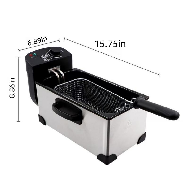 1pc 3.5L Electric Deep Fryer, 2000W 110V, Temp Control & US Plug, Oil Saving Fryer for Chicken Fries Donuts, Home Restaurant Food Truck Frying Machine