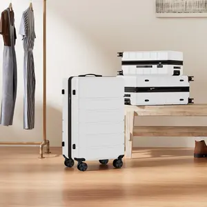 Set of 3 Hardside Luggage, Expandable Rolling Luggage with TSA Lock and Spinner Wheels, White
