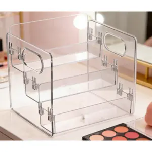 A large-capacity cosmetics display rack with a layered design can store lipsticks, eye creams, cushions, lotions, makeup brushes, etc. It is an essential cosmetics storage tool for bathrooms and bedrooms.