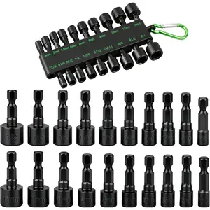 20 count Power Nut Driver Set for  Drill, 1/4" Hex  Drill Bit Set SAE and Metric