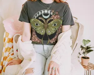 Sale off up to 50%] Luna Moth Comfort Colors T-Shirt Celestial Wildflower Cottagecore Tee