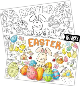 Easter Crafts for Kids 15Packs 17X11Inches Coloring Placemats with Thankful - Fall Art Activities for Friendsgiving, Preschool & Kindergarten Projects for Toddlers,Kids, Girls & Boys