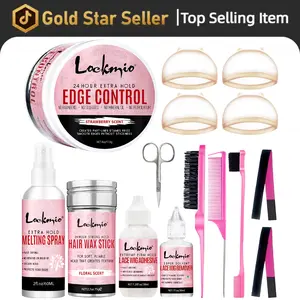 15 Count Wig Kit for Lace Front Wigs,Strong Hold Melting Sprayfor Wigs/Wig Glue Lace Glue/Hair Wax Stick/Lace Melting Band/Edge Control/Edge Brush/Wig Cap - Wig Accessory Essentials Kit,valentine's day gifts for her/him