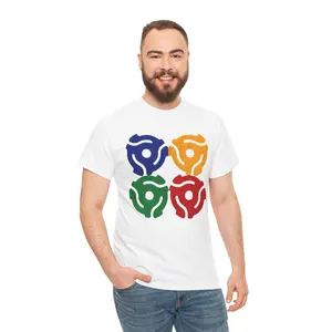 Colorful 45 RPM Adapter Stack T-Shirt | Retro Record Vinyl Music Tee
