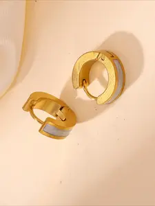 2pcs simple and fashionable stainless steel ring earrings, chic and elegant daily commuting jewelry, eternal design perfect birthday gift, suitable for office dressing and casual outings