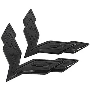 2 Pieces fit Corvette Logo Front+ Trunk Stickers Emblem Badges for Corvette C7 2014-2019 Car Accessories (C7-Black)