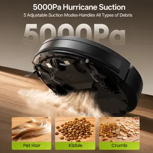 Vexilar Robot Vacuum and Mop – 5000Pa Strong Suction, Smart Route Navigation, 3 Cleaning Modes, Automatic Floor Cleaning for Pet Hair and Dust