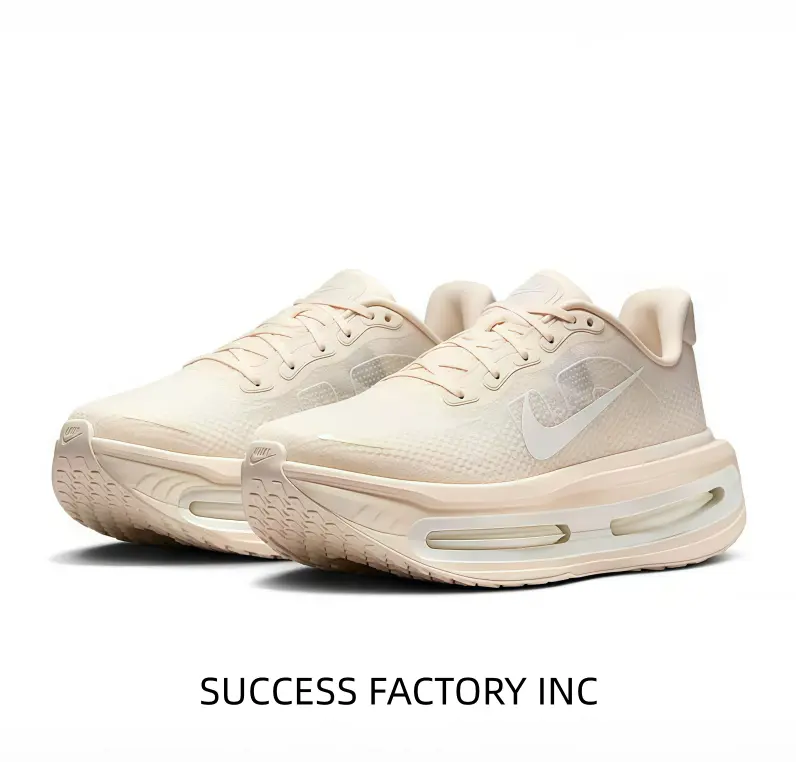 Cream Beige Performance Running Shoes with Full-Length Visible Air Cushion & Breathable Knit Upper – Engineered for Long-Distance Comfort, Daily Training & Urban Exploration