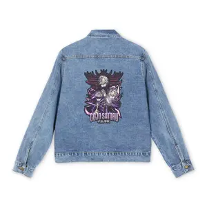 Anime Denim Jacket for Men, Japanese Cartoon Graphic, Otaku Streetwear, Manga Fashion Coat, Anime Lover Gift, DBZ, JJK, Naruto, JuJitsu Kaisen, Itadori, yuji, Satoru, Gojo, sasuke, DMS, demonslayer, Asian Style Outerwear,