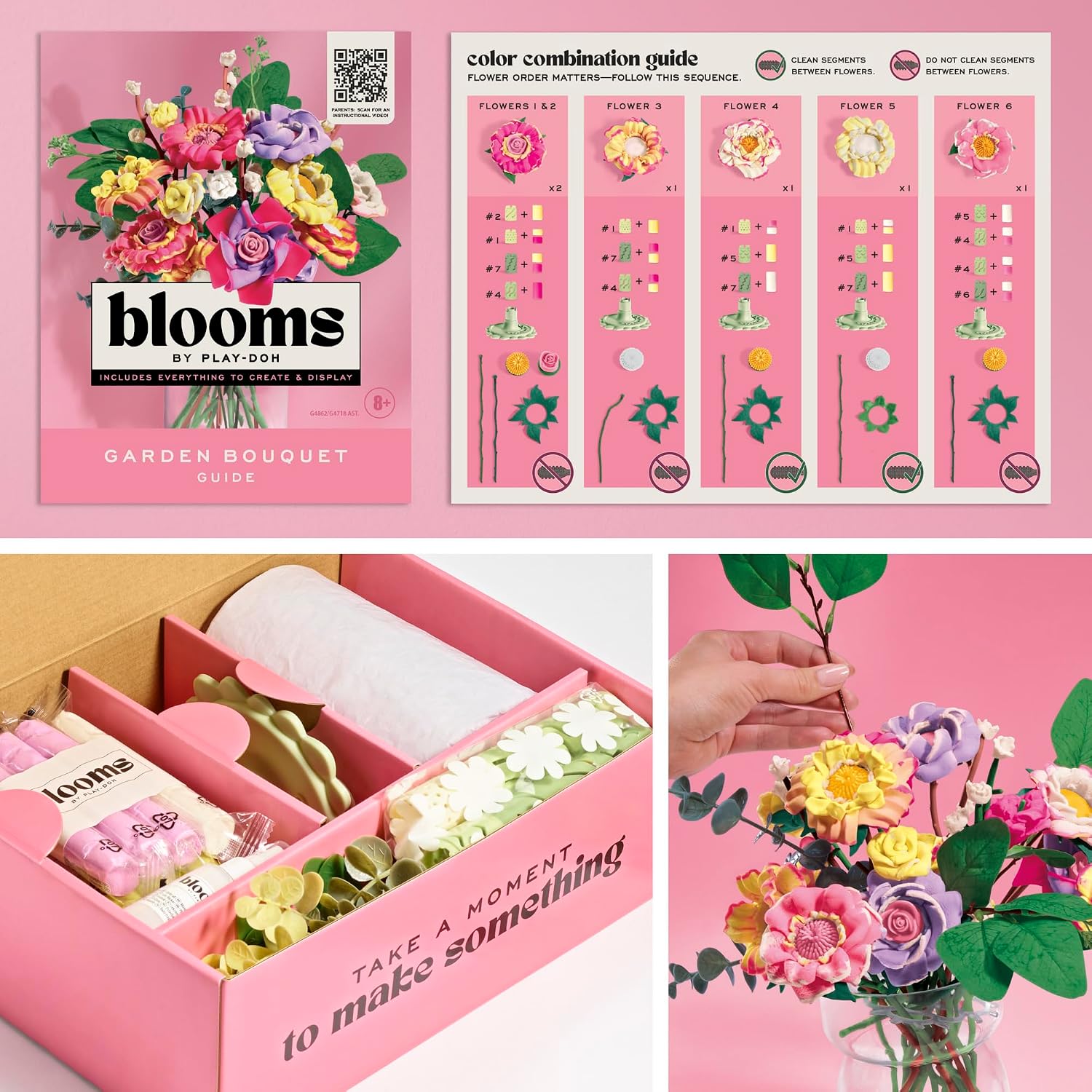 Blooms by Play-Doh Meadow Bouquet Kit, Doh Bouquet Assortment- Floral Crafts for Adults & Teens