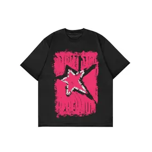 Star Print Round Neck Tee for Men and Women Casual Summer Short Sleeve T-Shirt with Comfortable Fit and Stylish Design