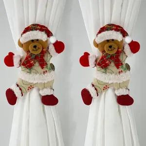 Dancing Bear Snowman Reindeer Christmas Tree Scene Decoration Curtain Clips Curtain Ties