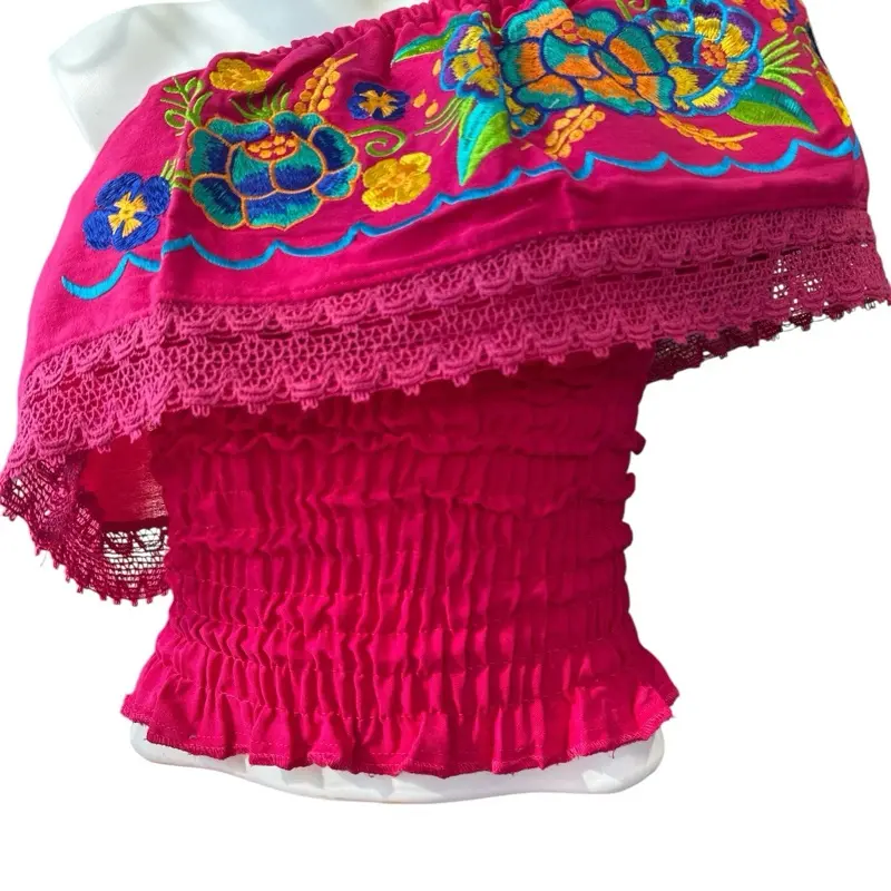 Floral little Off the shoulder mexican top Cotton
