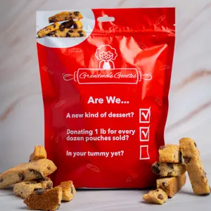 Grandma's Goodies Chocolate Chip Mandel Bread Pouch 14 oz - Crispy, Sweet Treat with Rich Chocolate Chips for Milk, Coffee, Ice Cream & More - Snack, Cookie bags