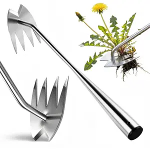 Garden Hand Weeder Tool, Heavy-Duty Stainless Steel Weeding Tool for Deep Root Removal, Portable Garden Weed  for Lawn, Flower Beds & Yard