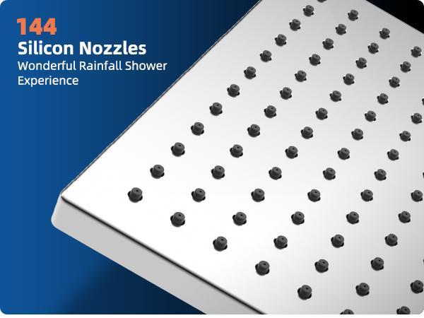 Hibbent Thickness Metal Rain Shower Head,  High Pressure Shower Heads, Square Large Bathroom Rainfall Shower Head with Adjustable Brass Ball Joint, Waterfall Full Body Coverage, Chrome