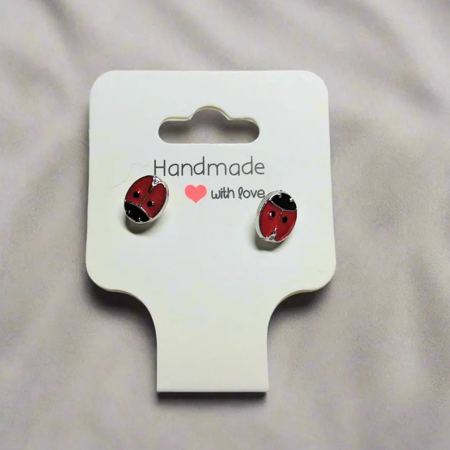 🐞 Red Ladybug Stud Earrings