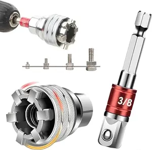 Adjustable Universal Socket Wrench, 3/8 Inch Hex Wrench Adapter Kit for Drilling and Fastening Cool Gadgets for Men Birthday Gifts