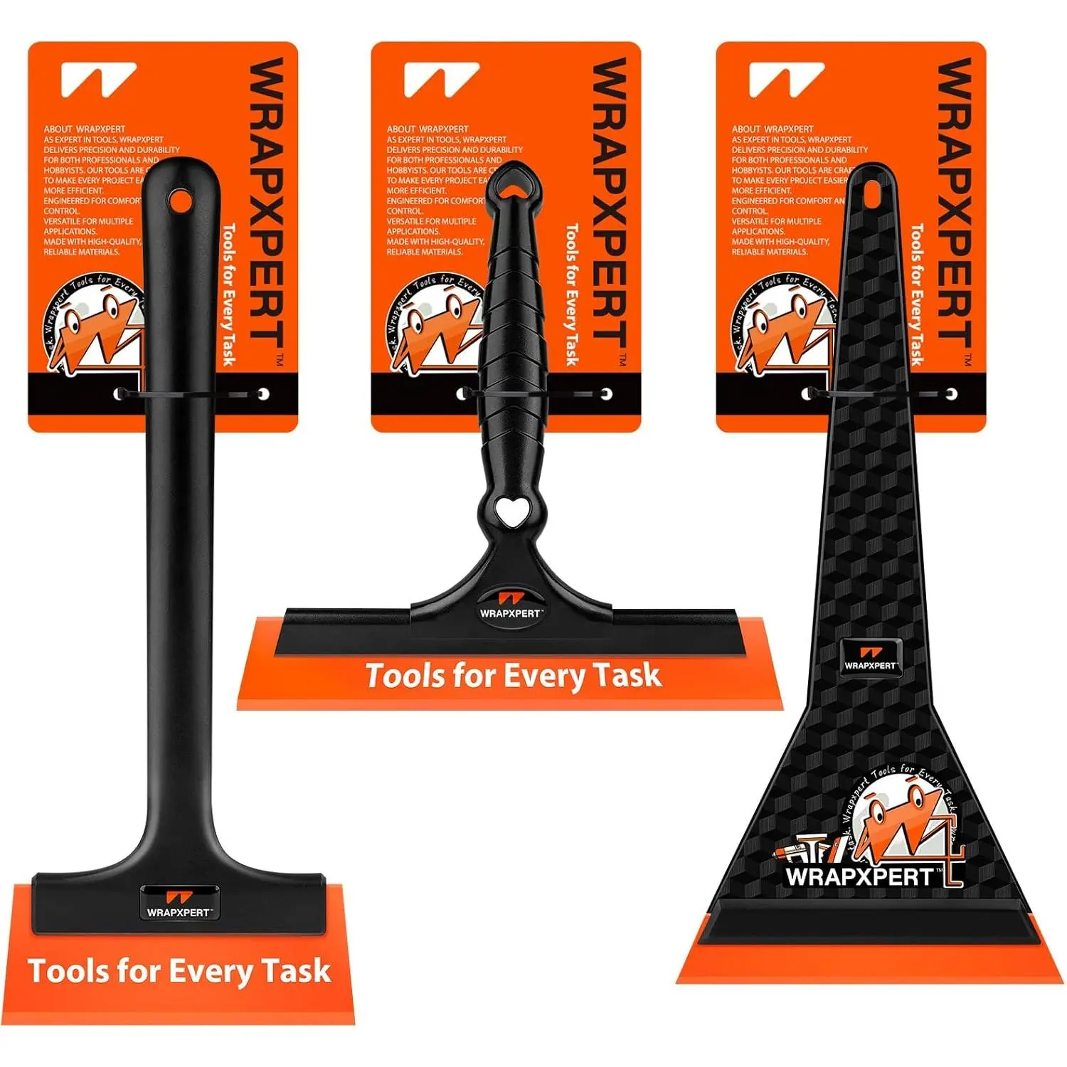 WRAPXPERT Window Tint Tools Kit, 3 Pack Window Tint Squeegee for Windshield Auto Tinting, Professional Long Handle Tinting Squeegee for Front Windows, Rear Glass, Side Doors for Car, SUV Van Glass